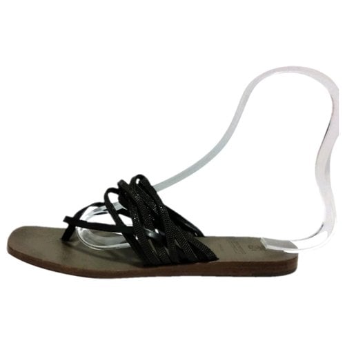 Pre-owned Brunello Cucinelli Leather Sandals In Black