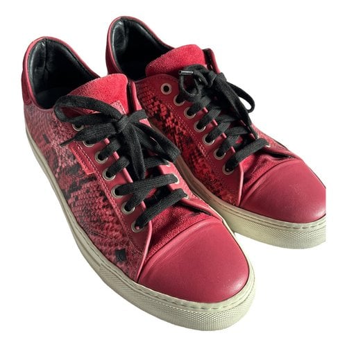 Pre-owned Mcm Leather Low Trainers In Red