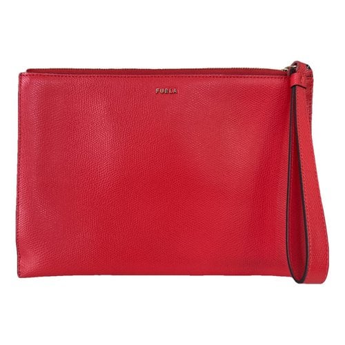 Pre-owned Furla Candy Bag Leather Clutch Bag In Red