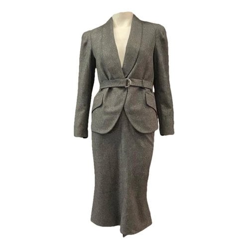 Pre-owned Saint Laurent Wool Skirt Suit In Grey