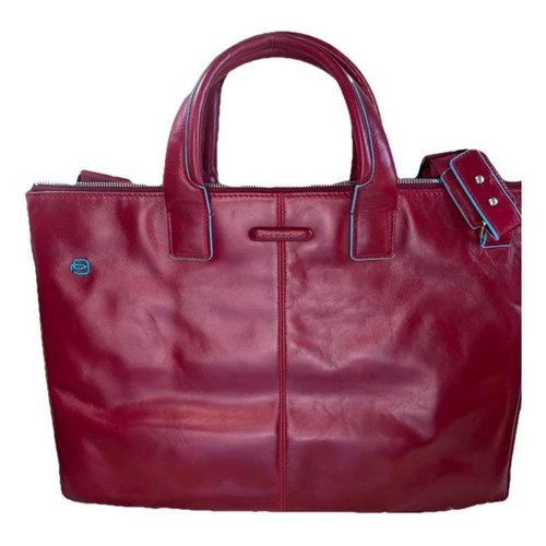 Pre-owned Piquadro Leather Handbag In Burgundy
