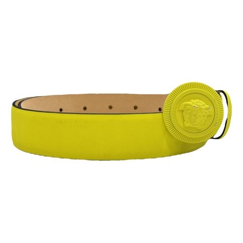 Pre-owned Versace Medusa Leather Belt In Yellow
