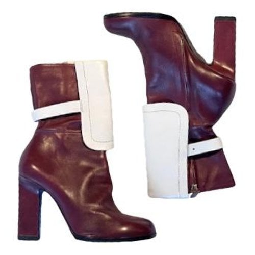 Pre-owned Jil Sander Leather Boots In Burgundy