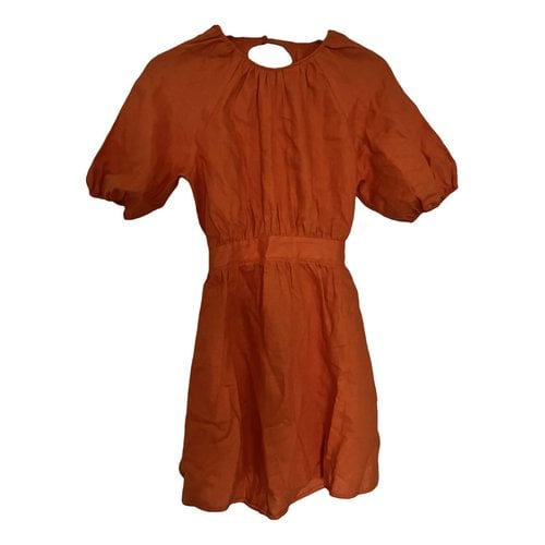 Pre-owned Reformation Linen Mini Dress In Orange