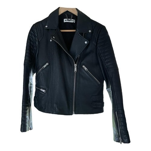Pre-owned Whistles Leather Biker Jacket In Black