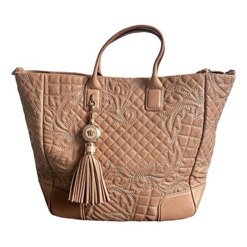 Pre-owned Versace Leather Tote In Beige