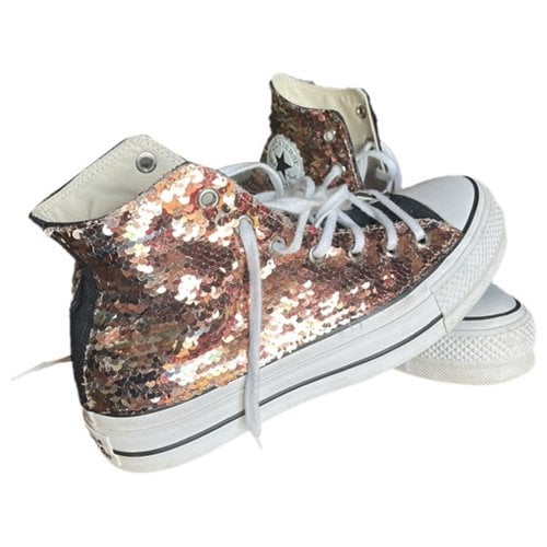 Pre-owned Converse Glitter Trainers In Gold