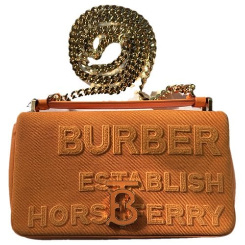 Pre-owned Burberry Lola Linen Handbag In Orange