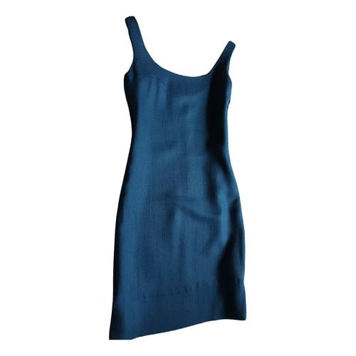 Pre-owned Angel Schlesser Linen Mid-length Dress In Blue