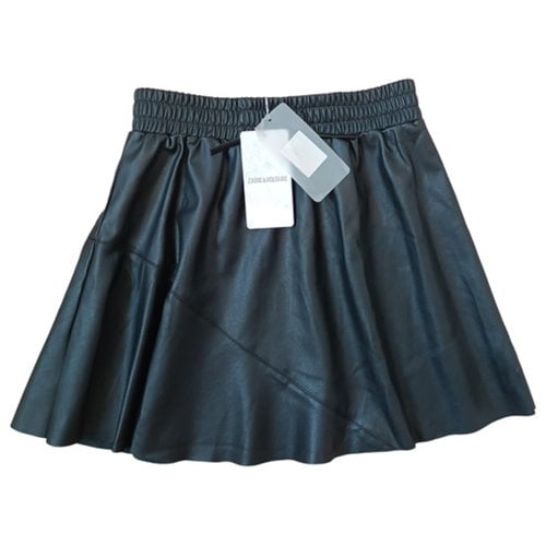 Pre-owned Zadig & Voltaire Vegan Leather Mini Skirt In Black