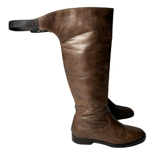 Pre-owned Allsaints Leather Riding Boots In Brown