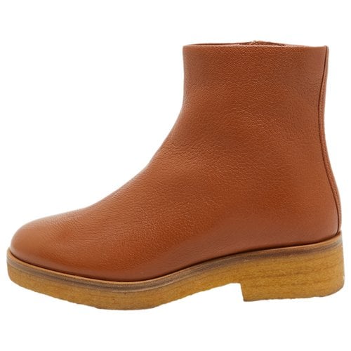 Pre-owned The Row Leather Boots In Brown
