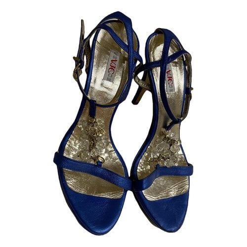 Pre-owned Versace Leather Sandal In Blue