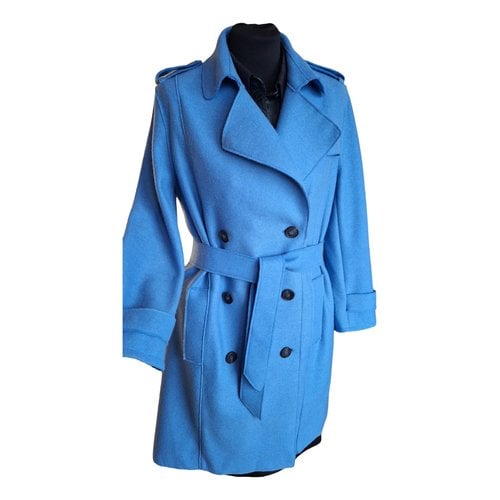 Pre-owned Tommy Hilfiger Wool Trench Coat In Blue