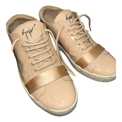 Pre-owned Giuseppe Zanotti Patent Leather Trainers In Beige