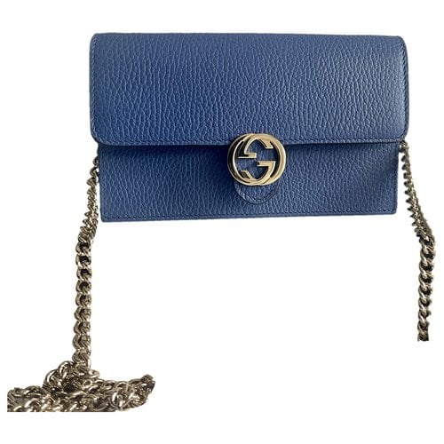Pre-owned Gucci Leather Shoulder Bag In Blue