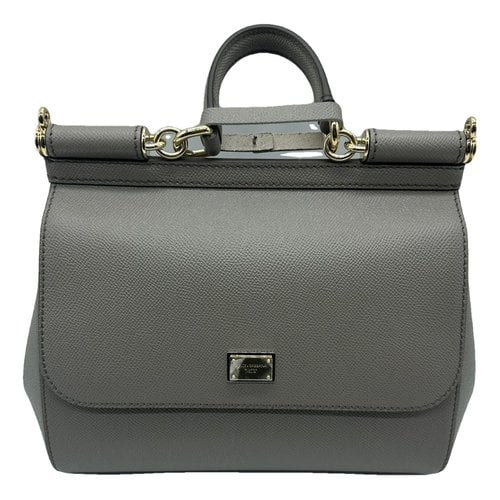 Pre-owned Dolce & Gabbana Sicily Leather Crossbody Bag In Grey