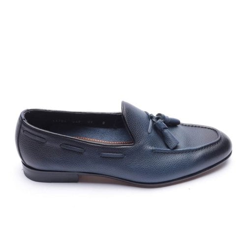 Pre-owned Santoni Leather Flats In Blue