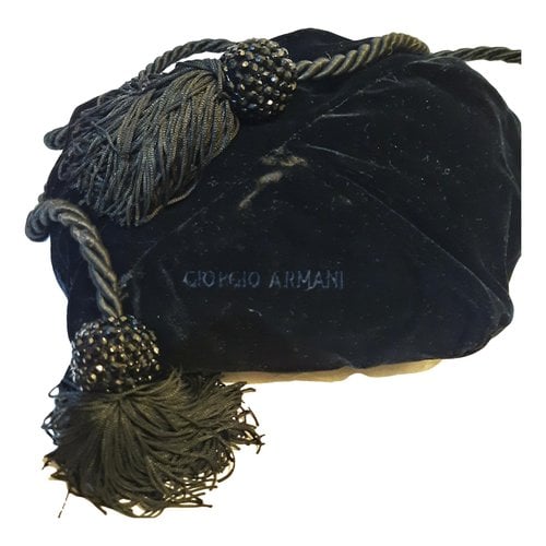 Pre-owned Giorgio Armani Velvet Clutch Bag In Black