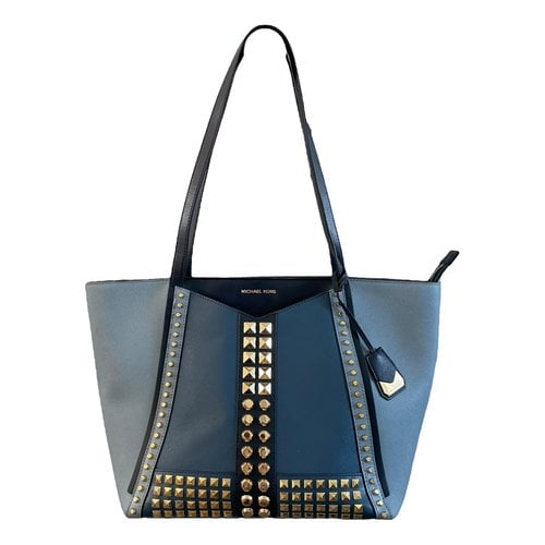 Pre-owned Michael Kors Whitney Leather Tote In Blue