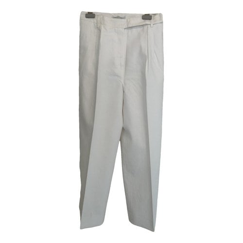 Pre-owned Ermanno Scervino Linen Straight Pants In White