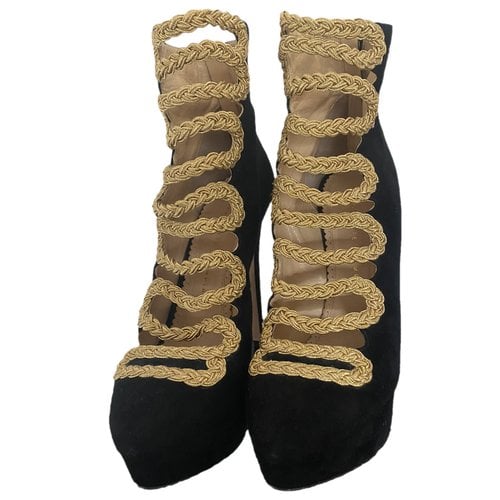 Pre-owned Charlotte Olympia Lace Up Boots In Black