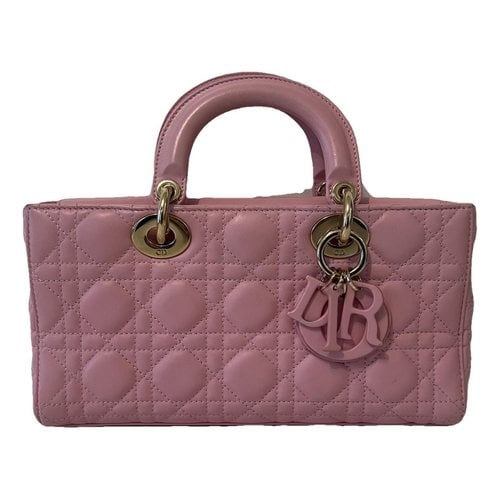 Pre-owned Dior Lady D-joy Leather Tote In Pink