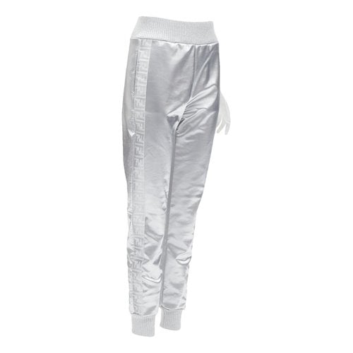 Pre-owned Fendi Trousers In Silver
