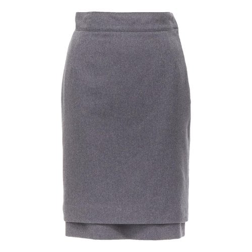 Pre-owned Oscar De La Renta Wool Skirt In Grey