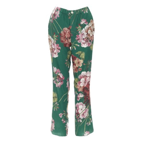 Pre-owned Gucci Silk Trousers In Green