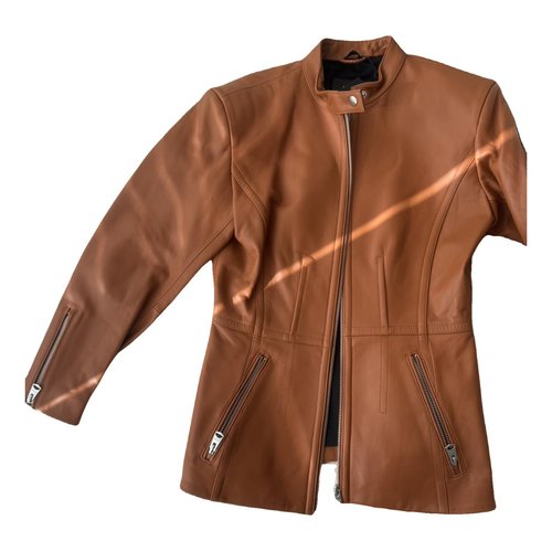 Pre-owned Mackage Leather Biker Jacket In Brown