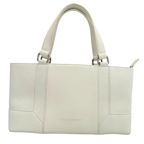Pre-owned Burberry Leather Handbag In White
