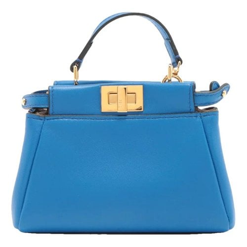 Pre-owned Fendi Peekaboo Leather Crossbody Bag In Blue