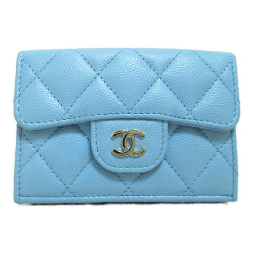 Pre-owned Chanel Leather Wallet In Blue