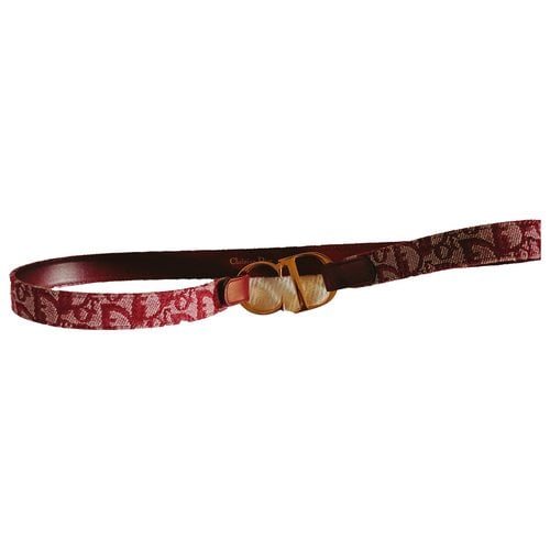 Pre-owned Dior Leather Belt In Burgundy
