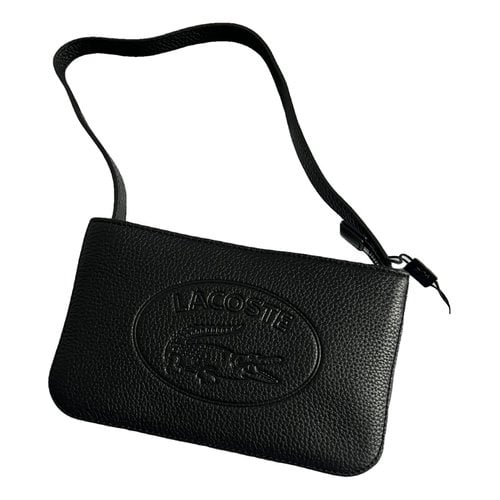 Pre-owned Lacoste Leather Clutch Bag In Black