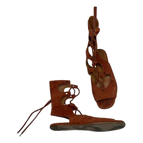 Pre-owned Chloé Victoria Leather Sandal In Orange