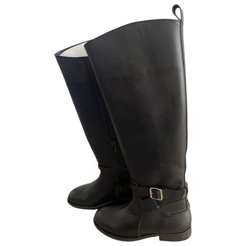 Pre-owned Ted Baker Leather Riding Boots In Black