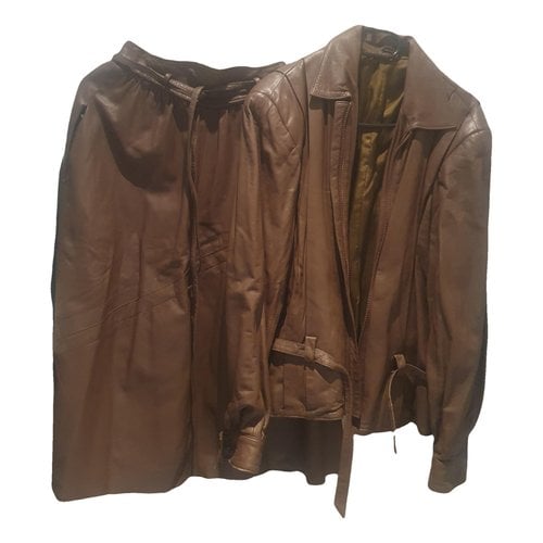 Pre-owned American Vintage Leather Suit Jacket In Brown