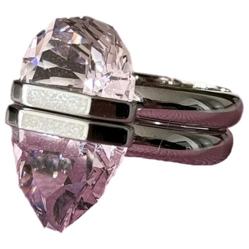 Pre-owned Swarovski Silver Ring In Pink