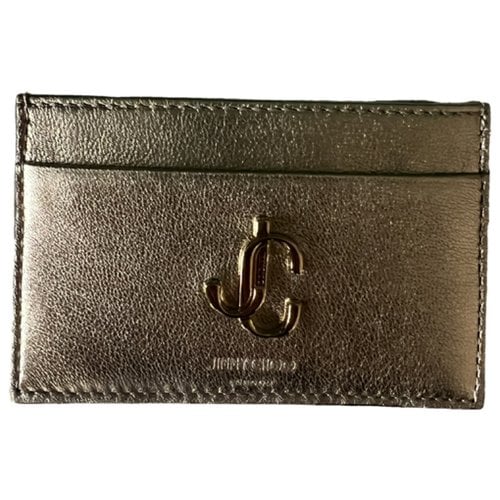 Pre-owned Jimmy Choo Leather Card Wallet In Gold