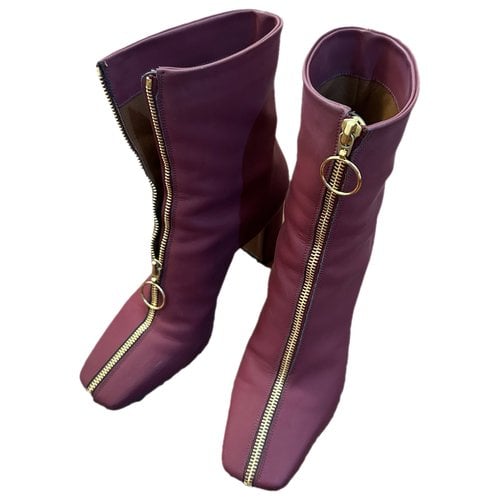 Pre-owned L'autre Chose Leather Boots In Burgundy