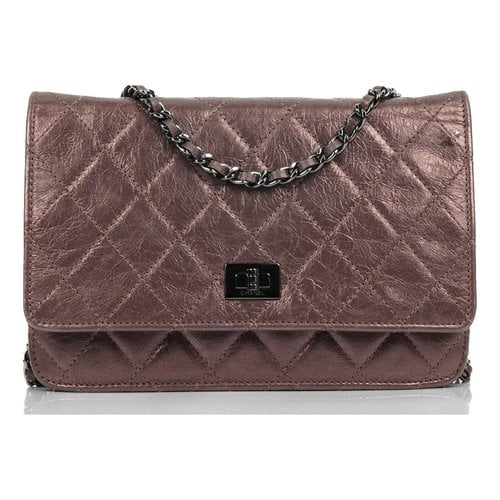 Pre-owned Chanel Wallet On Chain 2.55 Leather Crossbody Bag In Purple