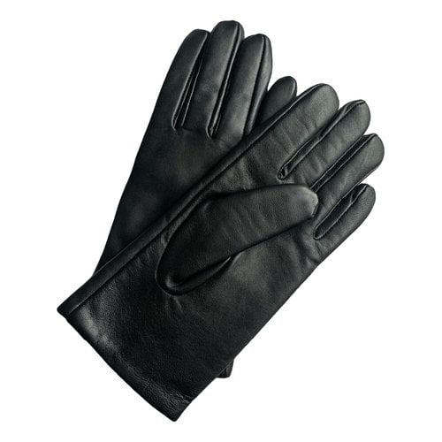 Pre-owned Samsoe & Samsoe Leather Gloves In Black
