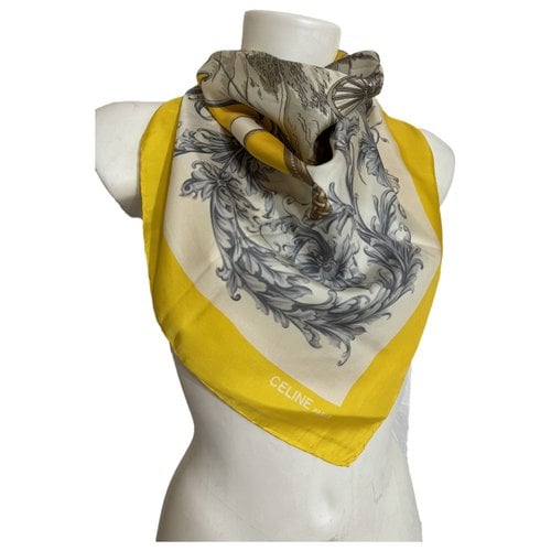 Pre-owned Celine Silk Neckerchief In Yellow
