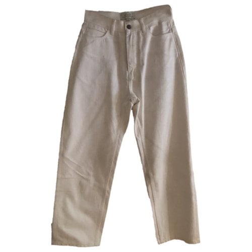 Pre-owned Studio Nicholson Straight Pants In White