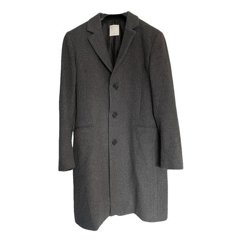 Pre-owned Sandro Wool Coat In Grey