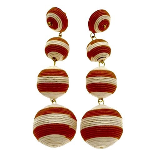 Pre-owned Kenneth Jay Lane Cloth Earrings In Red