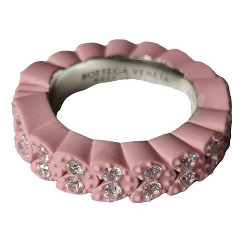 Pre-owned Bottega Veneta Silver Ring In Pink