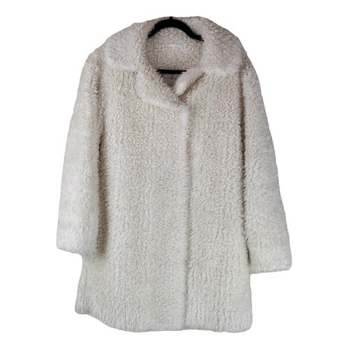 Pre-owned Sandro Fall Winter 2019 Faux Fur Coat In Ecru